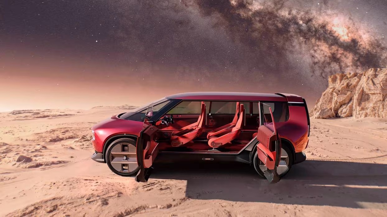 A Renault apresentou em Paris o E-Space, um estudo elétrico de 4,70 metros com seis lugares individuais, mas sem dados técnicos nem produção confirmada