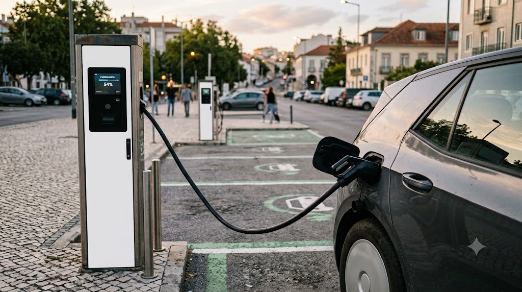 Carregamento público: as regras de respeito que agora têm força de lei. Estacionar sem carregar ou ficar depois dos 100% pode custar até 300 euros